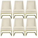 Ver imagem 1 de Kit 06 Cadeiras Para Sala De Jantar Ana Base de ferro Suede Bege - D'Classe Decor