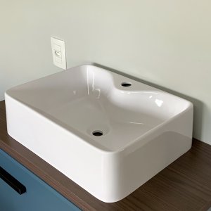 Cuba pia de apoio para banheiro 800 BR Prisma branco marmorite