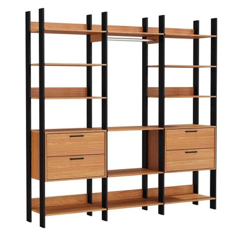 Guarda Roupa 217cm 4 Gavetas Tw404 Freijó/Preto Fosco