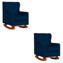 Ver imagem 1 de Kit 2 Poltrona Aurora Balanço Vovo Suede Marinho - Fm