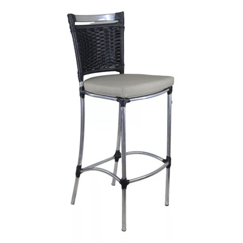 Banqueta em Alumínio e Fibra Sintética Jk para Cozinha, Edícula Trama Original