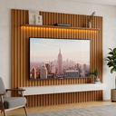 Ver imagem 1 de Rack com Painel para Sala Ripado Cleann 2.2 Naturale com Off White - Moveisaqui