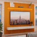 Ver imagem 2 de Rack com Painel para Sala Ripado Cleann 2.2 Naturale com Off White - Moveisaqui