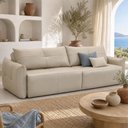 Ver imagem 4 de Sofá 3 Lugares Retrátil Reclinável 240cm Moris L06 Couro Bege Areia - Lyam Decor