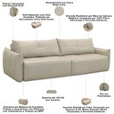 Ver imagem 5 de Sofá 3 Lugares Retrátil Reclinável 240cm Moris L06 Couro Bege Areia - Lyam Decor
