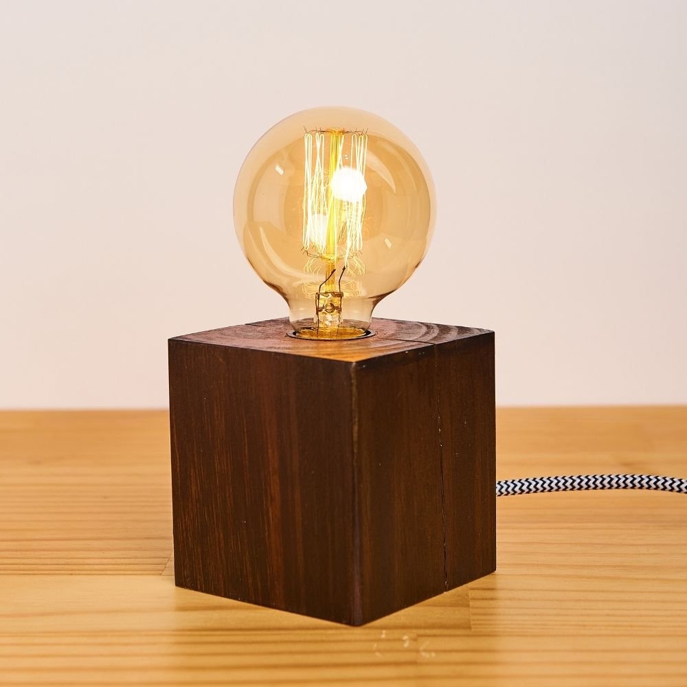 Luminária cubo de madeira imbuia - 2