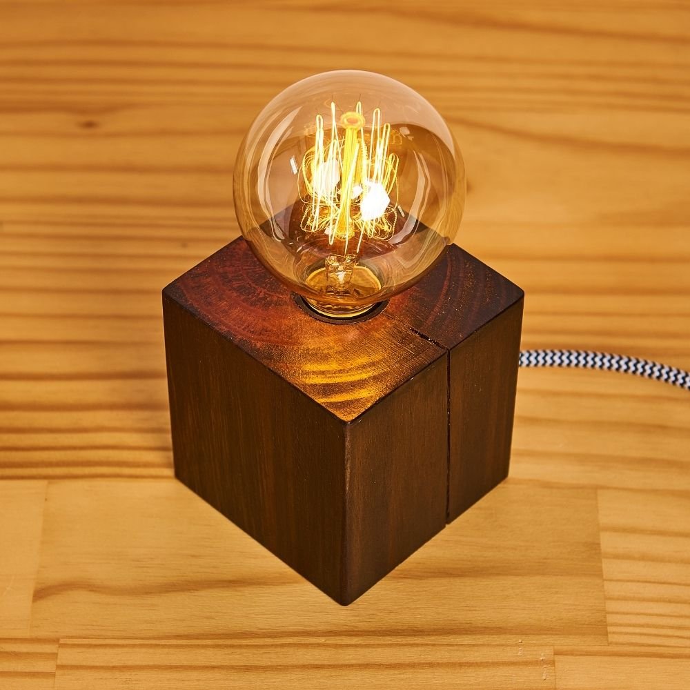 Luminária cubo de madeira imbuia - 4