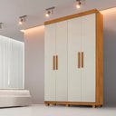 Ver imagem 1 de Guarda-Roupa 4 Portas 3 Gavetas MDF Parma Yescasa Off White/Cinamomo