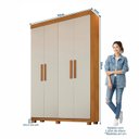 Ver imagem 3 de Guarda-Roupa 4 Portas 3 Gavetas MDF Parma Yescasa Off White/Cinamomo
