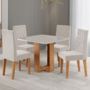 Ver imagem 3 de Mesa de Jantar 4 Lugares Magiore com Vidro Mel/off White/veludo Pastel - Viero Móveis