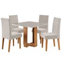 Ver imagem 1 de Mesa de Jantar 4 Lugares Magiore com Vidro Mel/off White/veludo Pastel - Viero Móveis