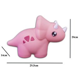 Luminária Dinossauro Top Triceratops Fofo Abajur Mesa Grande Rosa - 4
