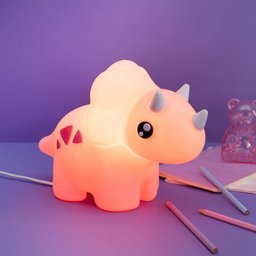 Luminária Dinossauro Top Triceratops Fofo Abajur Mesa Grande Rosa - 3