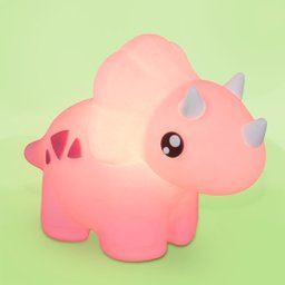 Luminária Dinossauro Top Triceratops Fofo Abajur Mesa Grande Rosa - 2