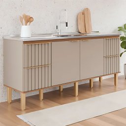 Gabinete de Cozinha Ripado 194cm Grande Madeira 100% Mdf:freijo/cappuccino - 1