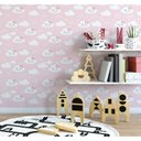 Ver imagem 5 de Papel de Parede Bebê Nuvem Rosa Laço Fofo Infantil Rolo Adesivo Lavável Vinilico 1m x 50cm