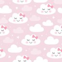 Ver imagem 1 de Papel de Parede Bebê Nuvem Rosa Laço Fofo Infantil Rolo Adesivo Lavável Vinilico 1m x 50cm