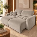 Ver imagem 1 de Sofá Cama Casal Retrátil e Reclinável 4 Lugares Bicolor Baunilha / Café Uruguai 236cm
