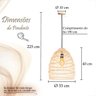 2 Pendente em Fibra Natural Rattan Rustico Palha Cesto Fib02 - 3