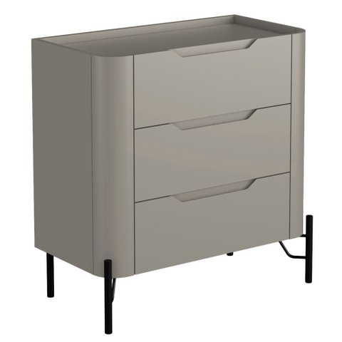 Mesa de Cabeceira Orgânica 3 Gavetas Pés Industrial Preto Bliss I03 Grigio - Lyam Decor