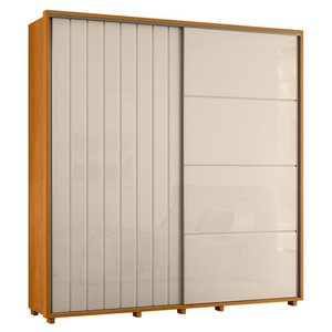 Guarda Roupa Casal Monet Ripado 2 Portas Deslizantes Cinamomo/off White - Madetec