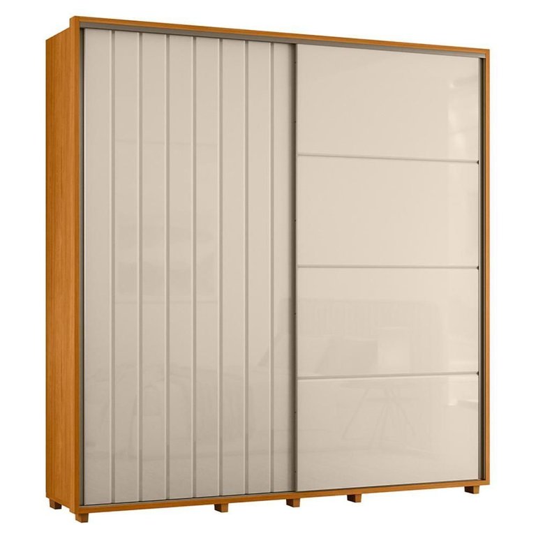 Guarda Roupa Casal Monet Ripado 2 Portas Deslizantes Cinamomo/off White - Madetec
