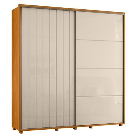Guarda Roupa Casal Monet Ripado 2 Portas Deslizantes Cinamomo/off White - Madetec