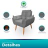 Kit 2 Poltrona Opala para Sala e Quarto Suede Cinza - 2
