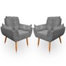 Kit 2 Poltrona Opala para Sala e Quarto Suede Cinza - 1