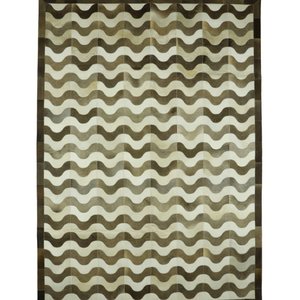 Tapete de Couro Legítimo Geométrico - 2.10x2.95 - Tons de Champagne - 250724161820