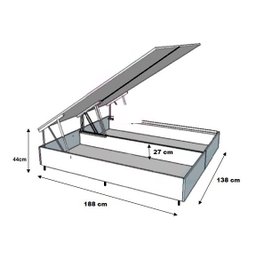Cama Box Baú Casal Bipartido Suede Cinza Com Pistão A Gás - 3