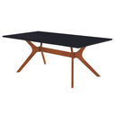 Ver imagem 1 de Mesa 180x90cm para Sala Jantar Julia Pés Madeira Tampo Vidro:preto/castanho