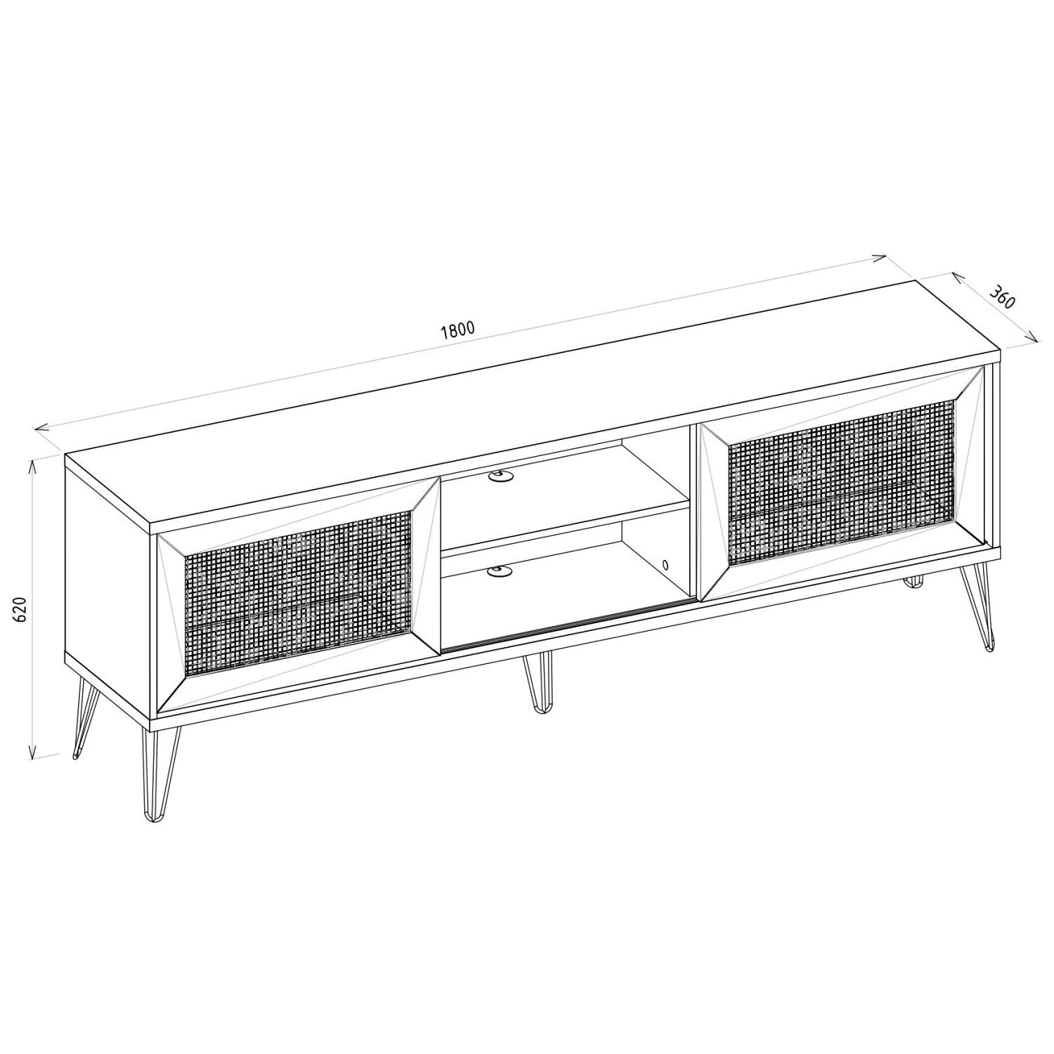 Rack para TV até 72 Polegadas Industrial Retrô 180cm em BP Porta Telada Multiverso CabeCasa MadeiraMadeira - 4