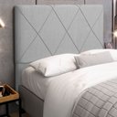 Ver imagem 2 de Cabeceira Cama Box Casal Mel 140cm com Frame Linho Cinza Claro - Abmaza