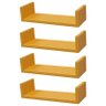 Kit 4 Prateleiras U 40 X 20cm Amarela Suporte Invisível - 1