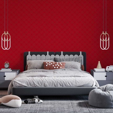 Papel de Parede Arabesco Vermelho Forte Gh Papel de Parede 3,0m