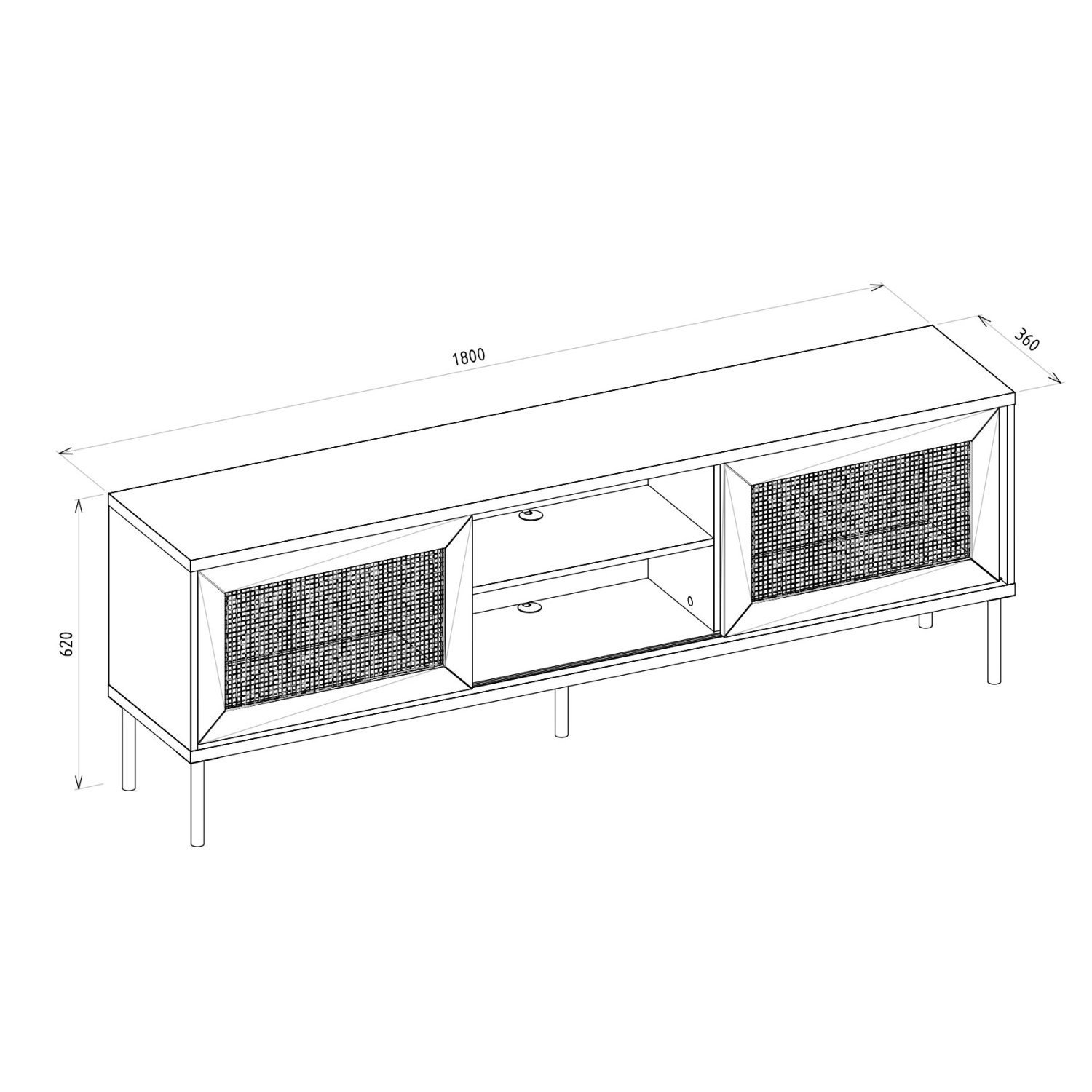 Rack para TV até 72 Polegadas Industrial 180cm em BP Porta Telada Multiverso CabeCasa MadeiraMadeira - 4