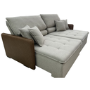 Ver imagem 3 de Sofá Retrátil e Reclinável Ocean 2.56m 5 Lugares Linho Bege Braços em Corino Marrom
