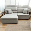 Ver imagem 5 de Sofá Retrátil e Reclinável Ocean 2.56m 5 Lugares Linho Bege Braços em Corino Marrom