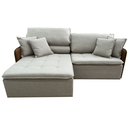 Ver imagem 4 de Sofá Retrátil e Reclinável Ocean 2.56m 5 Lugares Linho Bege Braços em Corino Marrom