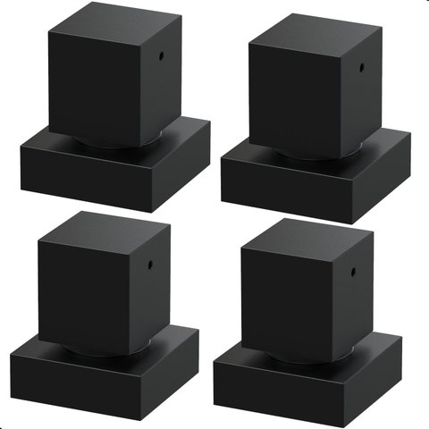 Kit 4 Acabamentos Registro Metal Preto Quadrado Padrão Deca