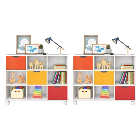 Kit 2 Nichos Organizadores com 3 Gavetas Branco/Colorido - FdECOR