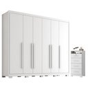Ver imagem 1 de Guarda Roupa Casal Platinium 6 Portas com Cômoda Primordial Max 4 Gavetas Branco Absoluto Semi