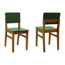 Ver imagem 1 de Kit 2 Cadeiras Linhas Madeira Maciça MDF Laqueado Verde Musgo e Amêndoa Decorise