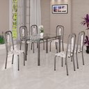 Ver imagem 1 de Conjunto Sala de Jantar com 6 Cadeiras Lívia Prata/Arabesco