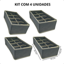 Ver imagem 2 de Organizador para Gaveta Guarda Roupa 8 Divisões Cinza Kit 4