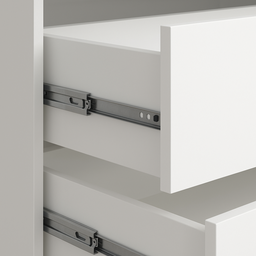 Mesa de Cabeceira 2 Gavetas Branco Eros 45cm Estilo Industrial Pés de Ferro Dourado Lateral da Cama - 3