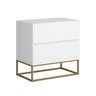 Mesa de Cabeceira 2 Gavetas Branco Estilo Industrial Pés de Ferro Dourado - 2