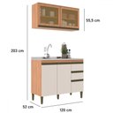 Ver imagem 4 de Cozinha Compacta Cecília 4 Portas 3 Gavetas com Vidro Freijó/off White - Jcarvalho