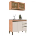Ver imagem 2 de Cozinha Compacta Cecília 4 Portas 3 Gavetas com Vidro Freijó/off White - Jcarvalho